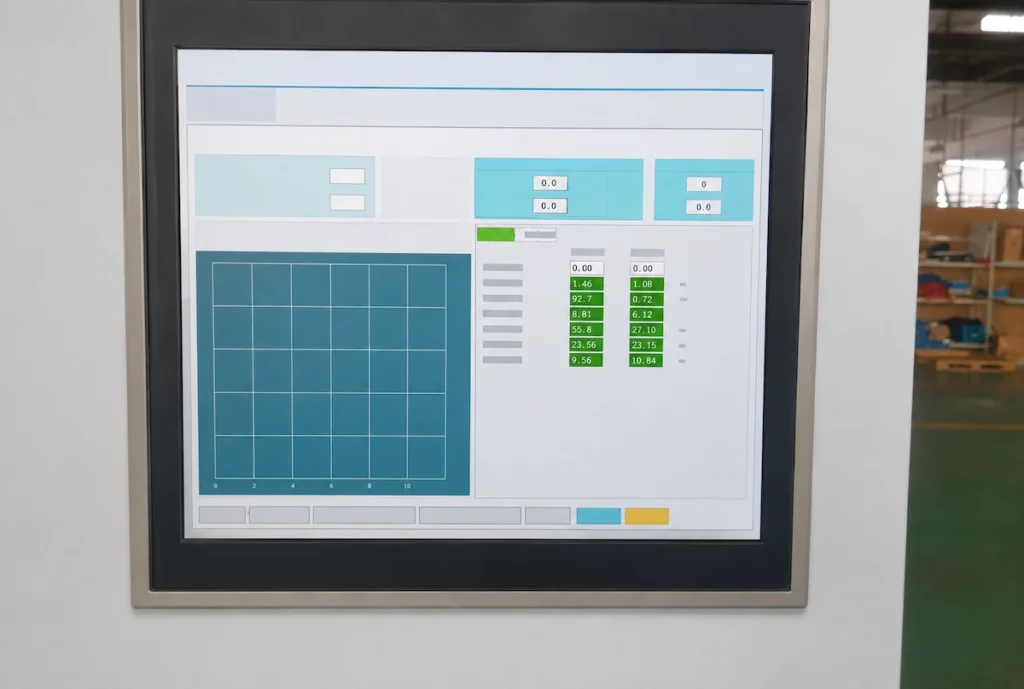Industrial Hardware Application Projects Industrial panel PC displaying a production testing interface